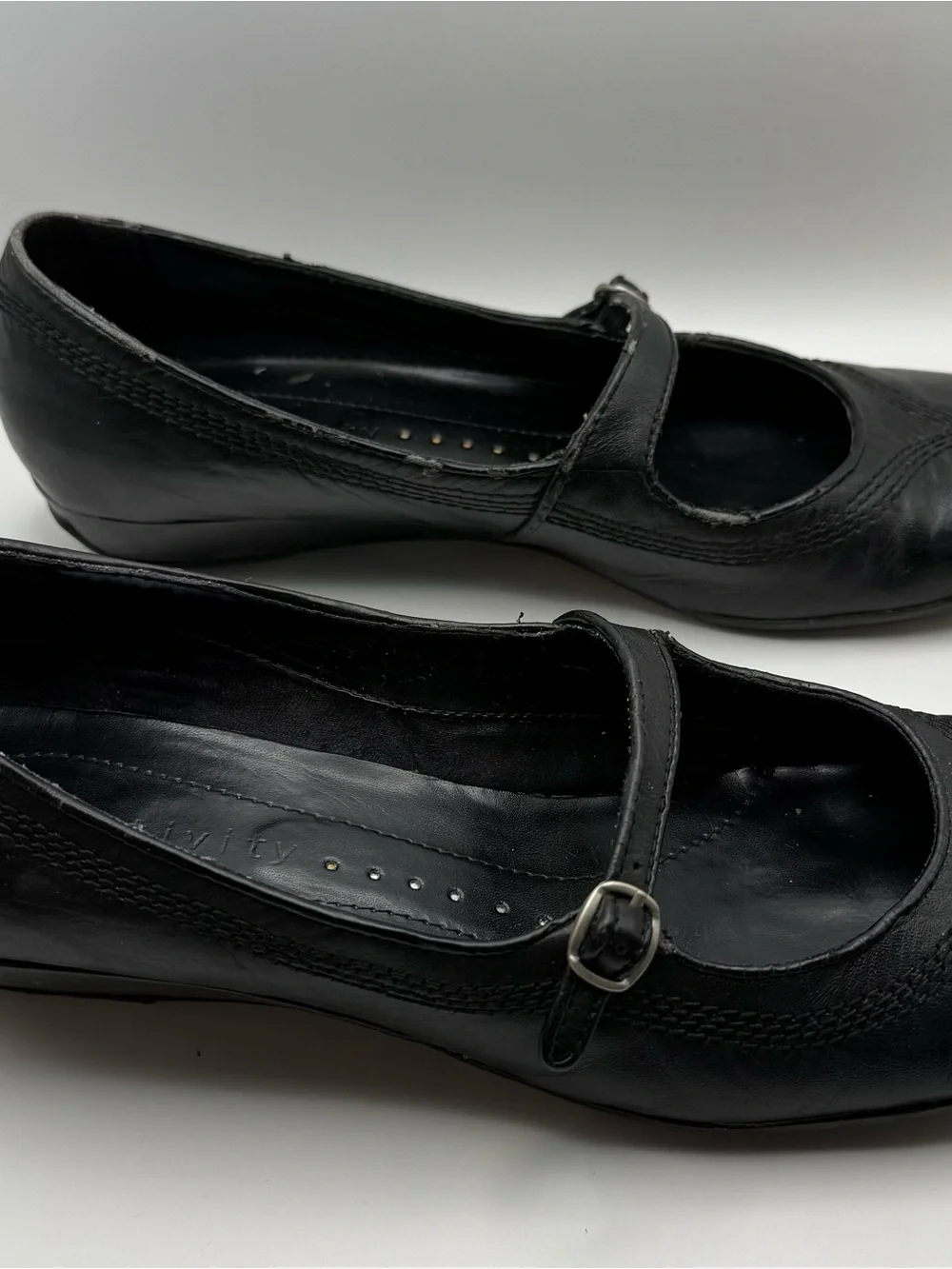 Relativity Black Leather Mary Jane Flats